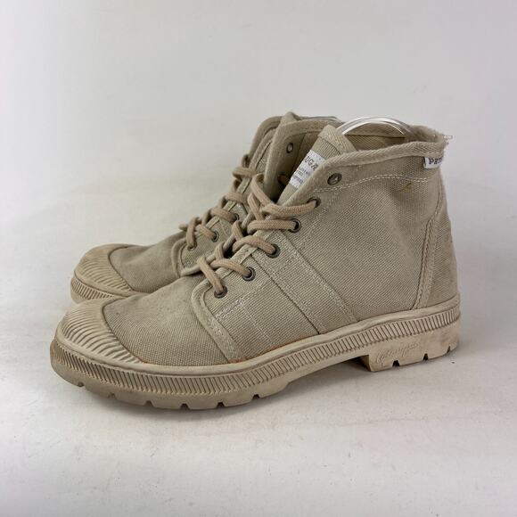 Pataugas canvas high top mens size 7 tan minimalist athletic sneakers shoes - Picture 5 of 12